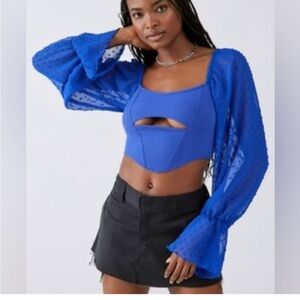 Urban Outfitters Royal Blue Textured Crop Top